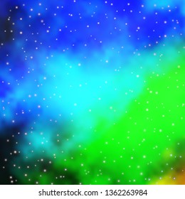 Light Blue, Green vector texture with beautiful stars. Shining colorful illustration with small and big stars. Pattern for websites, landing pages.