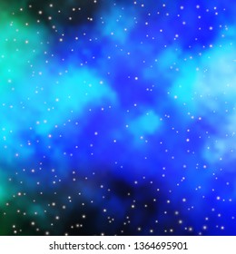 Light Blue, Green vector texture with beautiful stars. Colorful illustration with abstract gradient stars. Best design for your ad, poster, banner.