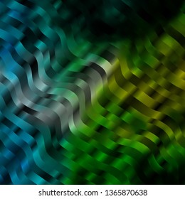 Light Blue, Green vector texture with wry lines. Illustration in halftone style with gradient curves. Pattern for commercials, ads.