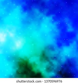 Light Blue, Green vector texture with beautiful stars. Shining colorful illustration with small and big stars. Pattern for new year ad, booklets.
