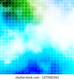 Light Blue, Green vector texture with circles. Colorful illustration with gradient dots in nature style. Design for posters, banners.