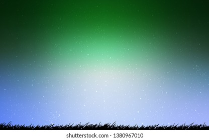 Light Blue, Green vector texture with milky way stars. Shining colored illustration with bright astronomical stars. Pattern for astronomy websites.