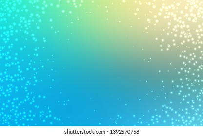 Light Blue, Green vector texture with milky way stars. Space stars on blurred abstract background with gradient. Smart design for your business advert.