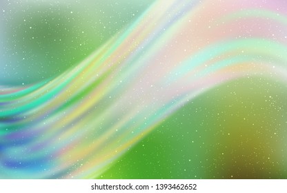 Light Blue, Green vector texture with milky way stars. Blurred decorative design in simple style with galaxy stars. Best design for your ad, poster, banner.