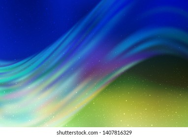 Light Blue, Green vector texture with milky way stars. Shining illustration with sky stars on abstract template. Best design for your ad, poster, banner.