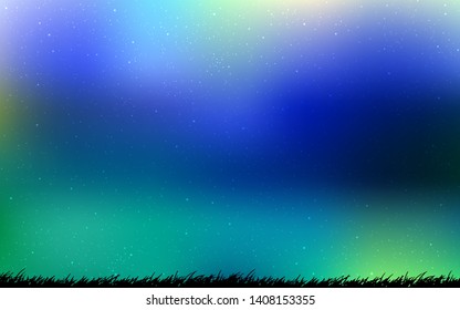 Light Blue, Green vector texture with milky way stars. Blurred decorative design in simple style with galaxy stars. Best design for your ad, poster, banner.