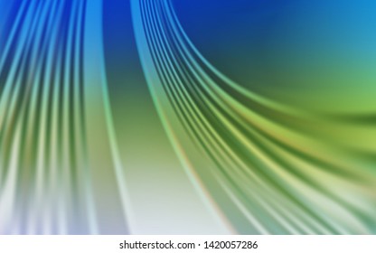 Light Blue, Green vector texture with bent lines. Glitter abstract illustration with wry lines. The best colorful design for your business.