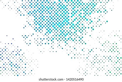 Light Blue, Green vector texture with disks. Glitter abstract illustration with blurred drops of rain. Template for your brand book.