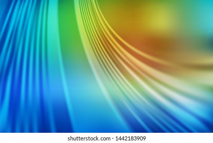 Light Blue, Green vector texture with curved lines. Colorful geometric sample with gradient lines.  Brand new design for your ads, poster, banner.