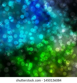 Light Blue, Green vector texture with circles. Abstract decorative design in gradient style with bubbles. Pattern for websites, landing pages.