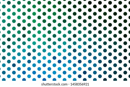 Light Blue, Green vector texture with disks. Blurred bubbles on abstract background with colorful gradient. Design for business adverts.