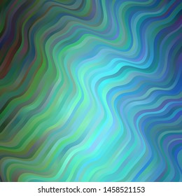 Light Blue, Green vector texture with wry lines. Colorful illustration in abstract style with bent lines. Design for your business promotion.