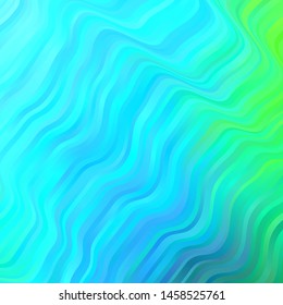 Light Blue, Green vector texture with circular arc. Abstract illustration with bandy gradient lines. Pattern for websites, landing pages.