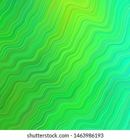 Light Blue, Green vector texture with curved lines. Colorful geometric sample with gradient lines.  Template for cell phone screens.