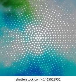 Light Blue, Green vector texture with beautiful stars. Colorful illustration with abstract gradient stars. Best design for your ad, poster, banner.