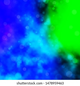 Light Blue, Green vector texture with circles. Colorful illustration with gradient dots in nature style. Pattern for wallpapers, curtains.