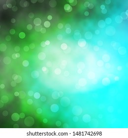 Light Blue, Green vector texture with circles. Abstract decorative design in gradient style with bubbles. Pattern for business ads.