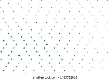 Light Blue, Green vector texture with playing cards. Colorful gradient with signs of hearts, spades, clubs, diamonds. Smart design for your business advert of casinos.