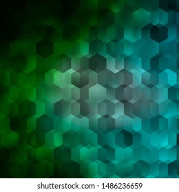 Light Blue, Green vector texture with colorful hexagons. Illustration of colored hexagons on blur surface. New template for your brand book.