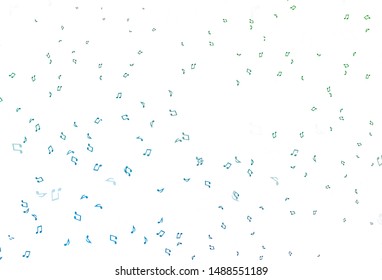 Light Blue, Green vector texture with musical notes. Modern abstract illustration with melody keys. Pattern for festival leaflets.