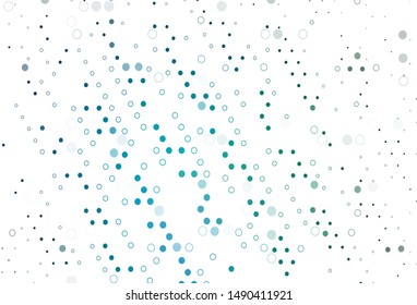 Light Blue, Green vector texture with disks. Beautiful colored illustration with blurred circles in nature style. Completely new template for your brand book.