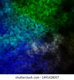 Light Blue, Green vector texture with triangular style. Beautiful illustration with triangles in nature style. Template for landing pages.