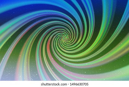 Light Blue, Green vector texture with milky way stars. Space stars on blurred abstract background with gradient. Smart design for your business advert.