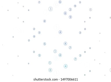 Light Blue, Green vector texture with mathematic symbols. Blurred design in simple style with collection of numerals. Pattern for ad, booklets, leaflets of education.