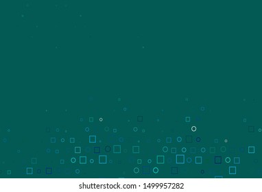 Light Blue, Green vector texture with disks, rectangles. Decorative design in abstract style with circles, rectangles. Completely new template for your brand book.