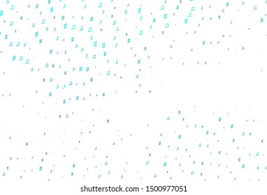 Light Blue, Green vector texture with musical notes. Shining illustration of colorful gradient music notes. Modern design for wallpapers.