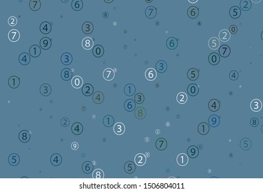 Light Blue, Green vector texture with mathematic symbols. Illustration with Numeral symbols on abstract template. Template for landing page of typography.