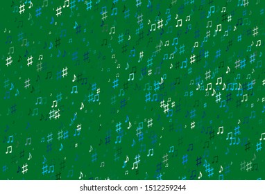 Light Blue, Green vector texture with musical notes. Isolated colorful music keys on abstract background. Pattern for school ad, booklets.