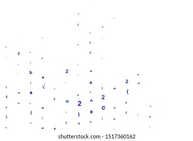 Light Blue, Green vector texture with mathematic symbols. Abstract illustration with colored algebra signs. Pattern for school, grammar websites.