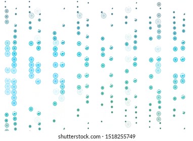 Light Blue, Green vector texture with colored snowflakes. Shining colored illustration with snow in christmas style. The pattern can be used for year new  websites.
