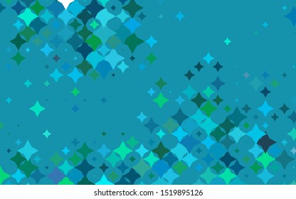 Light Blue, Green vector texture with beautiful stars. Modern geometrical abstract illustration with stars. The pattern can be used for new year ad, booklets.