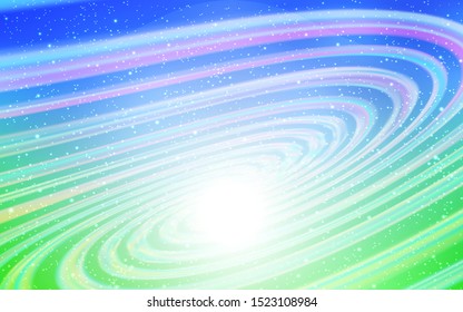Light Blue, Green vector texture with milky way stars. Glitter abstract illustration with colorful cosmic stars. Pattern for astrology websites.