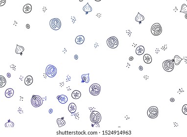 Light Blue, Green vector texture with delicious snacks. Abstract background with colorful Fast Food illustrations. Doodle design for your business advert of cafes.