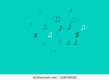 Light Blue, Green vector texture with musical notes. Modern abstract illustration with melody keys. Template for fasion magazines.