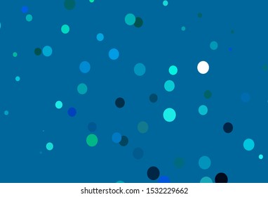 Light Blue, Green vector texture with disks. Beautiful colored illustration with blurred circles in nature style. Pattern of water, rain drops.
