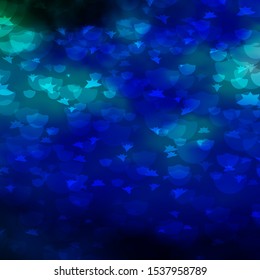 Light Blue, Green vector texture with circles, stars. Glitter abstract illustration with colorful drops, stars. Design for wallpaper, fabric makers.