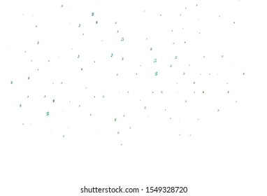 Light Blue, Green vector texture with musical notes. Isolated colorful music keys on abstract background. Pattern for school ad, booklets.