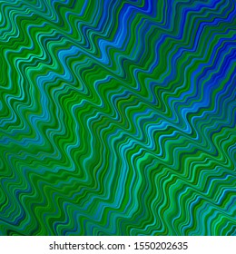 Light Blue, Green vector texture with circular arc. Brand new colorful illustration with bent lines. Pattern for ads, commercials.