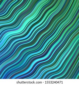 Light Blue, Green vector texture with wry lines. Illustration in abstract style with gradient curved.  Design for your business promotion.