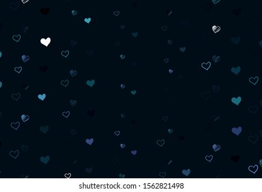 Light Blue, Green vector texture with lovely hearts. Beautiful colored illustration with hearts in celebration style. Pattern for carnival, festival romantic leaflets.
