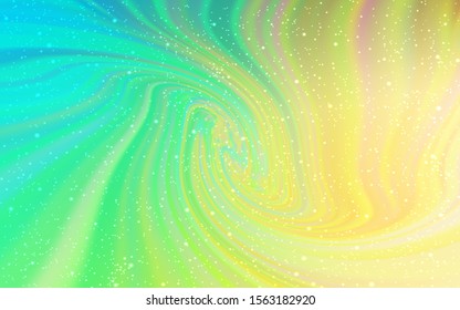 Light Blue, Green vector texture with milky way stars. Glitter abstract illustration with colorful cosmic stars. Pattern for futuristic ad, booklets.