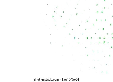 Light Blue, Green vector texture with musical notes. Shining illustration of colorful gradient music notes. Pattern for school ad, booklets.