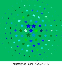 Light Blue, Green vector texture with beautiful stars. Decorative illustration with stars on abstract template. Pattern for websites, landing pages.