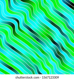 Light Blue, Green vector texture with wry lines. Colorful illustration in abstract style with bent lines. Template for your UI design.