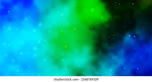 Light Blue, Green vector texture with beautiful stars. Decorative illustration with stars on abstract template. Pattern for websites, landing pages.