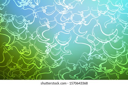 Light Blue, Green vector texture with hot peppers. Glitter abstract sketch with hot peppers. Template for meal cooking in kitchen.
